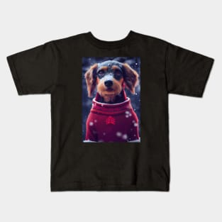 Cute Christmas Dog Kids T-Shirt